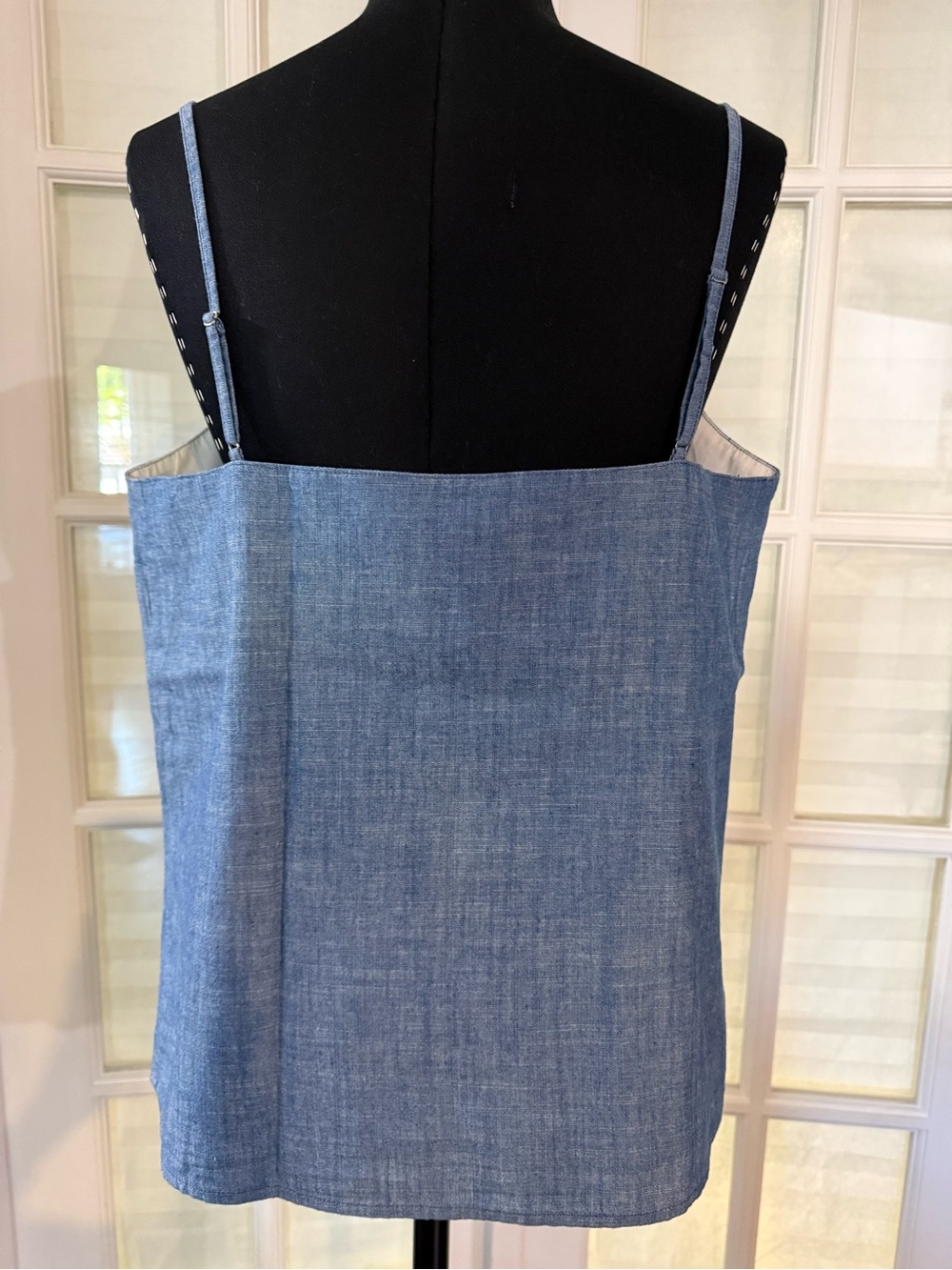 J. Crew Chambray Blue Spaghetti Strap Tank Top - Picture 3 of 5